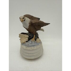 Vintage MSR Spinning Perched Eagle Musical Figurine Working